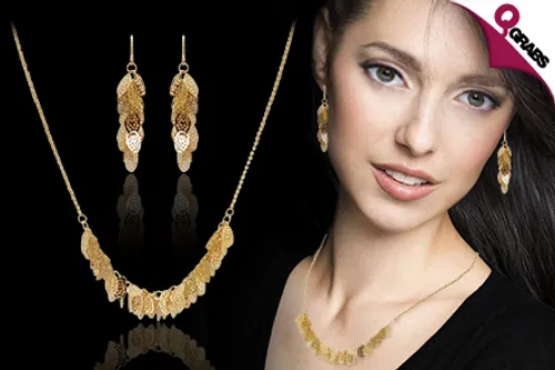 From QR49, Shine with 18K Gold Plated Dangling Necklace & Earrings! (Up to QR150 Value)